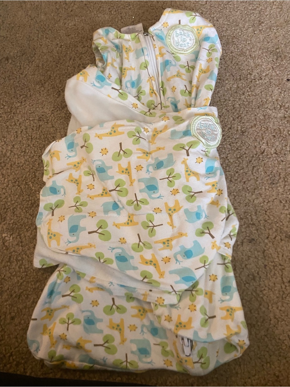 HALO SleepSack Swaddle 100% Cotton Knit Jungle Animals Elephant Giraffe